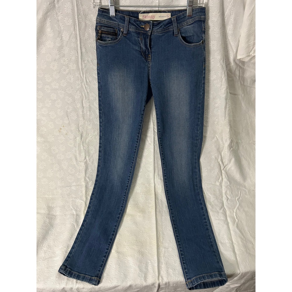 Next Skinny Jeans Medium wash Whisker Fading Zipper Pocket Detail Womens Size 8R